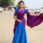 Maanasi G Kannan Instagram - Full homely girl feels 💜 Performed in Super singer junior 9 this week along with @dhanyasri_sai_singer Do watch! 💙 Pc : @shamsaran_official thanks bro! ✨ #maanasi #maanasisupersinger #halfsaree #traditional