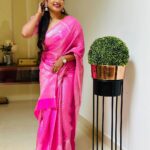Madhumitha H Instagram - I just wanted to look pretty in pink. Saree by - @shree_roopacollections #saree #pinksaree #lovely #staycute #traditional #smile