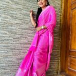 Madhumitha H Instagram - I just wanted to look pretty in pink. Saree by - @shree_roopacollections #saree #pinksaree #lovely #staycute #traditional #smile