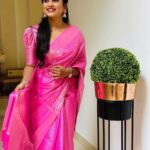 Madhumitha H Instagram - I just wanted to look pretty in pink. Saree by - @shree_roopacollections #saree #pinksaree #lovely #staycute #traditional #smile