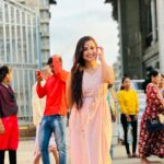 Madhumitha H Instagram - Nothing shakes the smiling heart. This cute dress by @haripriyaa_official 🙊 #smilemore #pink #temple Sringeri