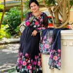 Madhumitha H Instagram - May the celebration bring you joy and peace !✨ Happy Ayuda Pooja🌸 Dress - @sprinkles_thefashion #blackdress #ayuda #ayudapooja #festival #festivemode #navratri #smilemore #traditional #ethnic #ethnicwear #flowers
