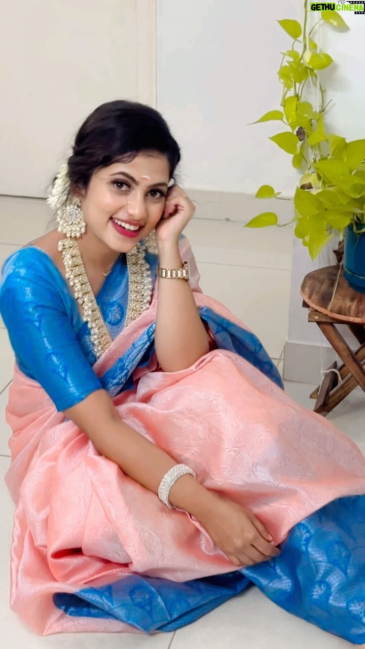 Madhumitha H Instagram - Happily ever drapped ✨🩷 Hairdo - @prabavathi_madhu #smilemore #festivelook #saree #traditonal #pinksaree #sareelove #jewelry #jewellery #whitejewelry #ethnic #ayudhapooja #loveyourself #jawan #tamil #tamilreels #hayyoda #trend #trending #chaleya #srk #nayanthara
