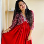 Madhumitha H Instagram - Thanks you for this beautiful outfit @mivar_boutique Loving this dress❤️✨ #outfit #chudidar #redchudidar #smile