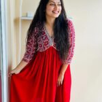 Madhumitha H Instagram - Thanks you for this beautiful outfit @mivar_boutique Loving this dress❤️✨ #outfit #chudidar #redchudidar #smile