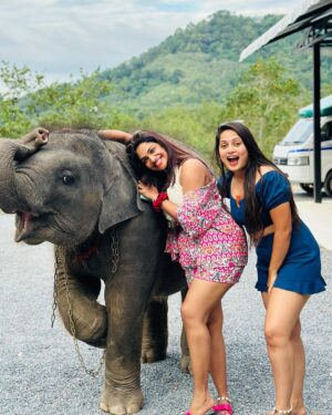 Madhumitha H Instagram - So here it comes! I agreed to the whole trip for this kutty @madhumitha.h_official. She is a beach gurl and i am a mountain wala 😉 and i lov animals. So i had an agreement with her to show me elephant 😝 but she failed it by mistake and i went mad 😠. So later today she tried harder and harder and took me there somehow but we ran out of cash, she pleaded, managed somehow within the money and i was flaunting ♥️♥️♥️ i even got mad that she didn’t click my pics properly so she asked for retake and clicked me again ♥️♥️♥️ em sorry babieeee and ilovuuu the most♥️♥️ never leaving ur side 🤣 cheers to many of my useless fights kuttieeeee🧿🧿🧿 always with u my pysch
