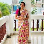 Madhumitha H Instagram - Climate love ❤️🌧️ Thank you @devismulmulcotton for this beautiful saree🥰 #kalankari #cottonsaree #cotton #pinksaree #rainlove Chennai, India