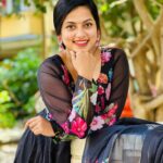 Madhumitha H Instagram - May the celebration bring you joy and peace !✨ Happy Ayuda Pooja🌸 Dress - @sprinkles_thefashion #blackdress #ayuda #ayudapooja #festival #festivemode #navratri #smilemore #traditional #ethnic #ethnicwear #flowers