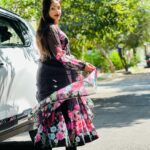 Madhumitha H Instagram - May the celebration bring you joy and peace !✨ Happy Ayuda Pooja🌸 Dress - @sprinkles_thefashion #blackdress #ayuda #ayudapooja #festival #festivemode #navratri #smilemore #traditional #ethnic #ethnicwear #flowers