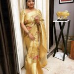 Mahalakshmi Shankar Instagram - Attractive pure kora tusser fabric with designer embroidery all over saree and weaving Kanchi border from @chinnam_collections Beautiful blouse designed and stitched by @anora_artstudio Hair stylist @jenifer_hair_stylist_official