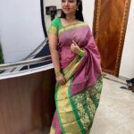 Mahalakshmi Shankar Instagram - Beautiful saree with contrast blouse from @iniyazzh.sarees