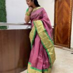 Mahalakshmi Shankar Instagram - Beautiful saree with contrast blouse from @iniyazzh.sarees