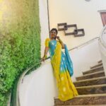 Mahalakshmi Shankar Instagram - Light weight soft party wear saree from @happysamtrendz Attractive multicolour stone jewellery set from @jewellicious_joy Blouse stitched by @lakshmi_lv14