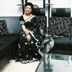 Mahalakshmi Shankar Instagram - Beautiful black Lenin cotton saree from @shrinanjils_fashion