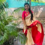 Mahalakshmi Shankar Instagram - After hearing from my friend, bought this beautiful korvai silk saree and beautiful pearl set from @athyiaattirestudio. Iam totally impressed. The saree was of good quality and in fact better looking in person than on the picture. Completely satisfied. Blouse designed and stitched by @lakshmi_lv14 Hair stylist @jenifer_hair_stylist_official