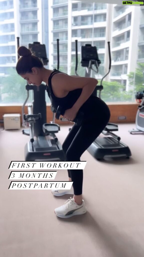 Malvika Sitlani Instagram - • Start light and take it easy for the first few weeks of your workout, post birth. •I’m 3 months postpartum and I finally feel healed. I’ve gained my strength back. •It’s different for different people •Please don’t compare your healing journey to mine 🥰😘 •Its taken a lot for me to be here, but I am. •I gave myself time to heal, fully. •Don’t rush •Listen to your body • Show up for yourself any time you can. •Working out is my escape, it truly makes me feel confident. • Each day you show up at the gym, you’re 1 step closer to becoming the best you can be You got this 💪🏼💕🫶🏻 Shoes and top - @puma Tights - HM