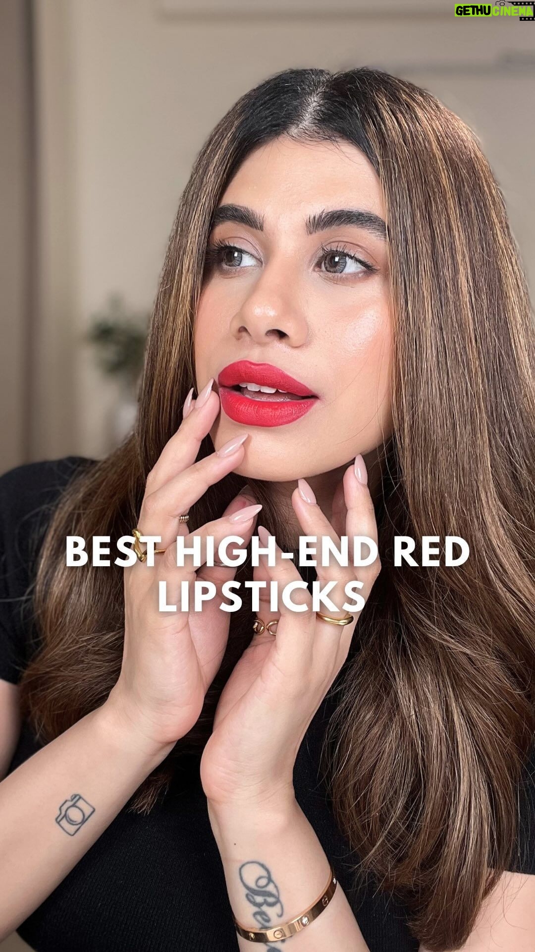 Malvika Sitlani Instagram - 💄🫦 Luxury REDS! 🫦💄
When it comes to choosing the right Red, it depends on your skin’s undertone 😉 It’s simple ❤️ If you’re a warmer undertone on your skin - then opt for warmer toned reds, if you’re on the cooler side then opt for cool toned reds ( blue toned reds also make your teeth look whiter!) 1. @maccosmeticsindia - Russian Red - Matte Finish ( INR 1950/- ) Blue undertone red ❤️💙 2. @hudabeauty - El Cinco De Mayo - Velvet Plush Matte Finish ( INR 2200/- Warm undertone red ❤️💛 3. @diorbeauty - 999 - Liquid Lipstick Matte Finish ( INR 3700/- ) ❤️🧡 Neutral red with a touch of orange, warm undertone I honestly, love all of the above! 💋💄 It truly depends on the finish and price point! You can check them out on their respective websites or on Nykaa, Tira, Amazon, Myntra 🩷