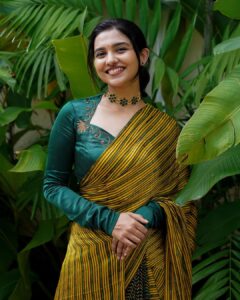 Mamitha Baiju Instagram - 🌻 Styling @styyledbyjoe @joe_elize_joy Outfit @byhand.in Photography @nanddha__ Jewellery @kaya_online_