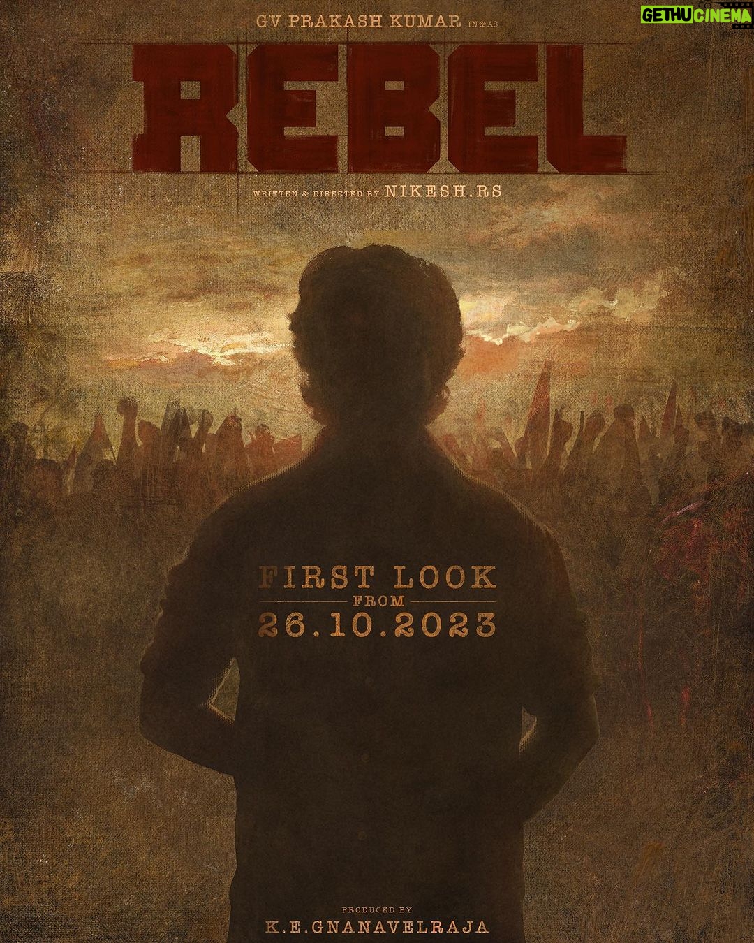 Mamitha Baiju Instagram - REBEL First look poster on this 26th๐ @gvprakash @nikeshrs @kegnanavelraja @studiogreen_official
