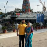 Meghana Lokesh Instagram – Blessed to have visited the great holy places Kanipakam, Tirumala, kalahasthi 🙏🏼 
Felt divine to reach Thirumala on foot by steps with my dear husband, Sarve Jana sukhino bhavanthu! Thank god🙏🏼 
.
.
.
#tirupati #tirumala #kanipakam #kalahasthi 
#feeling #great #powerful #indian #temple #temples #blessed Kapilatheertham Temple Tirupati..