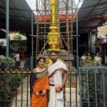 Meghana Lokesh Instagram – Blessed to have visited the great holy places Kanipakam, Tirumala, kalahasthi 🙏🏼 
Felt divine to reach Thirumala on foot by steps with my dear husband, Sarve Jana sukhino bhavanthu! Thank god🙏🏼 
.
.
.
#tirupati #tirumala #kanipakam #kalahasthi 
#feeling #great #powerful #indian #temple #temples #blessed Kapilatheertham Temple Tirupati..