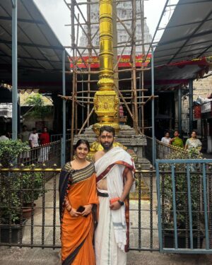 Meghana Lokesh Instagram - Blessed to have visited the great holy places Kanipakam, Tirumala, kalahasthi 🙏🏼 
Felt divine to reach Thirumala on foot by steps with my dear husband, Sarve Jana sukhino bhavanthu! Thank god🙏🏼 
.
.
.
#tirupati #tirumala #kanipakam #kalahasthi 
#feeling #great #powerful #indian #temple #temples #blessed
