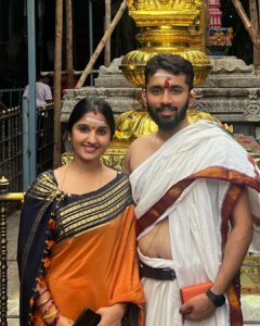 Meghana Lokesh Instagram - Blessed to have visited the great holy places Kanipakam, Tirumala, kalahasthi 🙏🏼 Felt divine to reach Thirumala on foot by steps with my dear husband, Sarve Jana sukhino bhavanthu! Thank god🙏🏼 . . . #tirupati #tirumala #kanipakam #kalahasthi #feeling #great #powerful #indian #temple #temples #blessed Kapilatheertham Temple Tirupati..