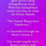 Mugdha Godse Instagram – With Grace of my Master… 
🙏🏽❤️🙏🏽

Whenever anyone listens to this Krsna Vandana, it gives rise to a deep feeling/Bhavna inside…
We hold onto that feeling/bhaav and chant the Divine Melody
 “Om Namoh Bhagavataye Vasudevaya…” 

as channelled through our beloved Master ‘Tarneiv ji…’

One would tangibly feel a much deeper connect with the Divine, The Master and The practice itself…
🙏🏽🙏🏽🙏🏽

All Audio links for Krsna Vandana are in bio… 🙏🏽❤️