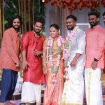 Nakshatra Murthy Instagram - Having these amazing friends with good heart and happy tears around me on my big day ❤️ . @_bharath_jacob_ from Lkg till this day , we could never imagine the journey we have come through….. your my family And the journey will continue 🧿 & @hariii_vishnuu @sam_ronaldo_ . #wedding #friendshipgoals