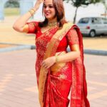 Nakshatra Murthy Instagram - Re using my engagement saree , but this time the difference was , I draped it all alone and it came out perfectly well ❤️😝 Maharaja Kangeyam