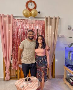 Nakshatra Murthy Instagram - Happiest birthday husband ❤️🧿 May all you wish come true , this year will be special for you with all happiness and love 💕. To the wonderful man I love, I have no words to describe how important you are in my life. Celebrating your birthday in OUR HOME 🏡 together is a dream come true moment for both of us 🧿 . We will forever cherish this beautiful day 💕 @vijayviruz Chennai, India
