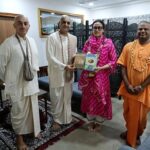 Namrata Shirodkar Instagram - Had the pleasure of visiting the Iskcon temple in Attapur yesterday—a sublime experience that felt like a journey through time... To a time my grandparents would narrate magical tales from Ramayana and Mahabharata. Blessed to receive the Krishna Art Book, one among the 3000 copies worldwide. A book that narrates the story of Lord Krishna. Krishna Art Book unfolds Lord Krishna's journey from appearance to disappearance, termed a "window to the spiritual world" by Bhaktivendanta Swami Srila Prabhupada. With 100+ chapters, it covers Krishna's transition from childhood to adulthood, his departure to Mathura to kill Kamsa and bring an end to his Braj Lila followed by his adventures in Dwarka. I want to thank everyone at @iskconattapur_hyderabad for giving me this wonderful gift of knowledge and wisdom which I will pass on to my children 🙏🙏🙏 Jai Sri Krishna @travellingsankirtanparty