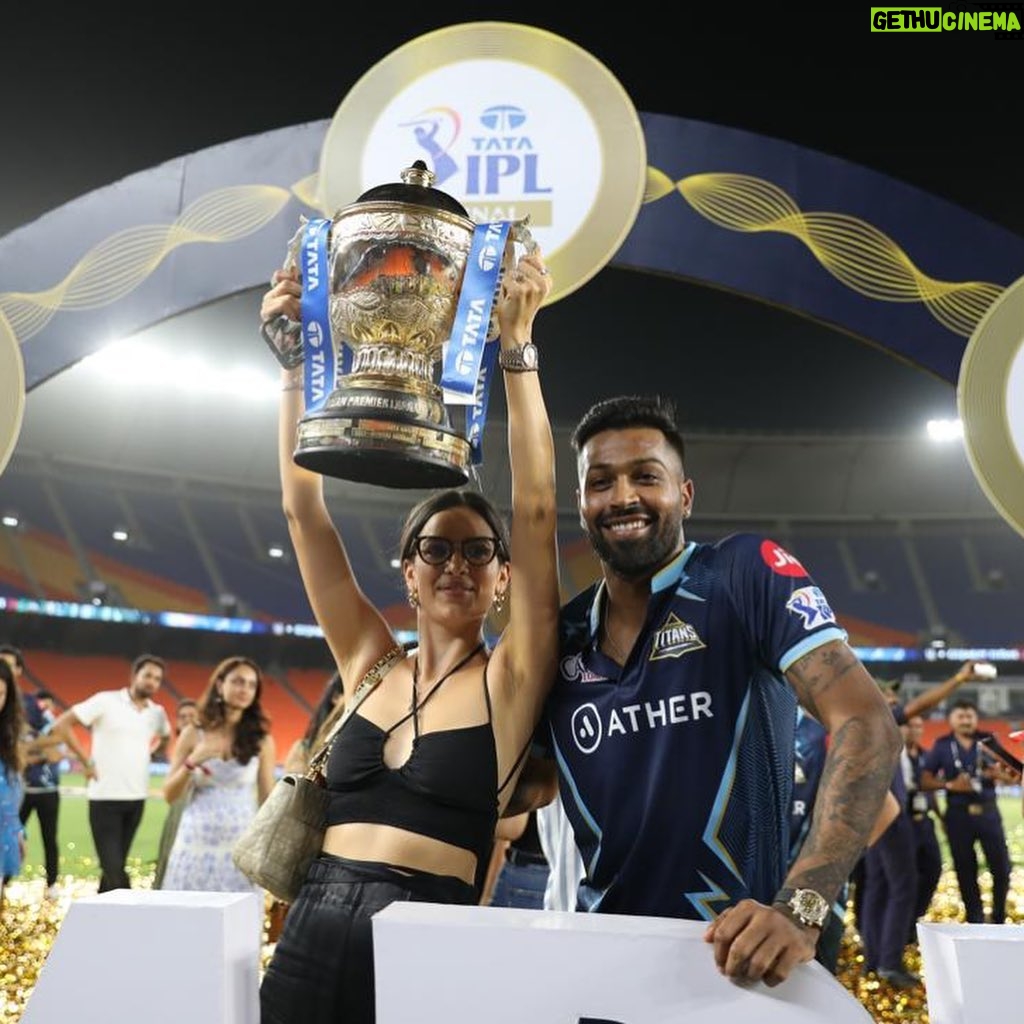 Natasa Stankovic Instagram - What a night! What a win π We love you @hardikpandya93 β€οΈ you deserve this and much more! β¨ #proud #champions Congratulations team you all were amazing π€© πβ€οΈπͺπΌ @gujarat_titans
