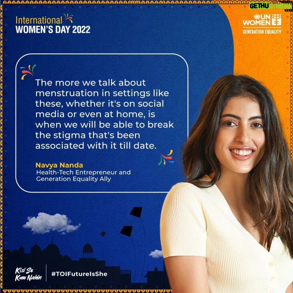 Navya Naveli Nanda Instagram - #KisiSeKumNahin celebrates women and their diverse stories and calls for ending all stigma related to women. Catch @navyananda Health-Tech Entrepreneur and Generation Equality Ally, as she touches upon this while speaking at Times of India’s ‘The Future is SHE’ panel. Let's address menstruation head-on and have transparent conversations to #BreakTheBias To watch the entire session, click here: https://timestream.in/event-directory/the-future-is-she-with-un-women/