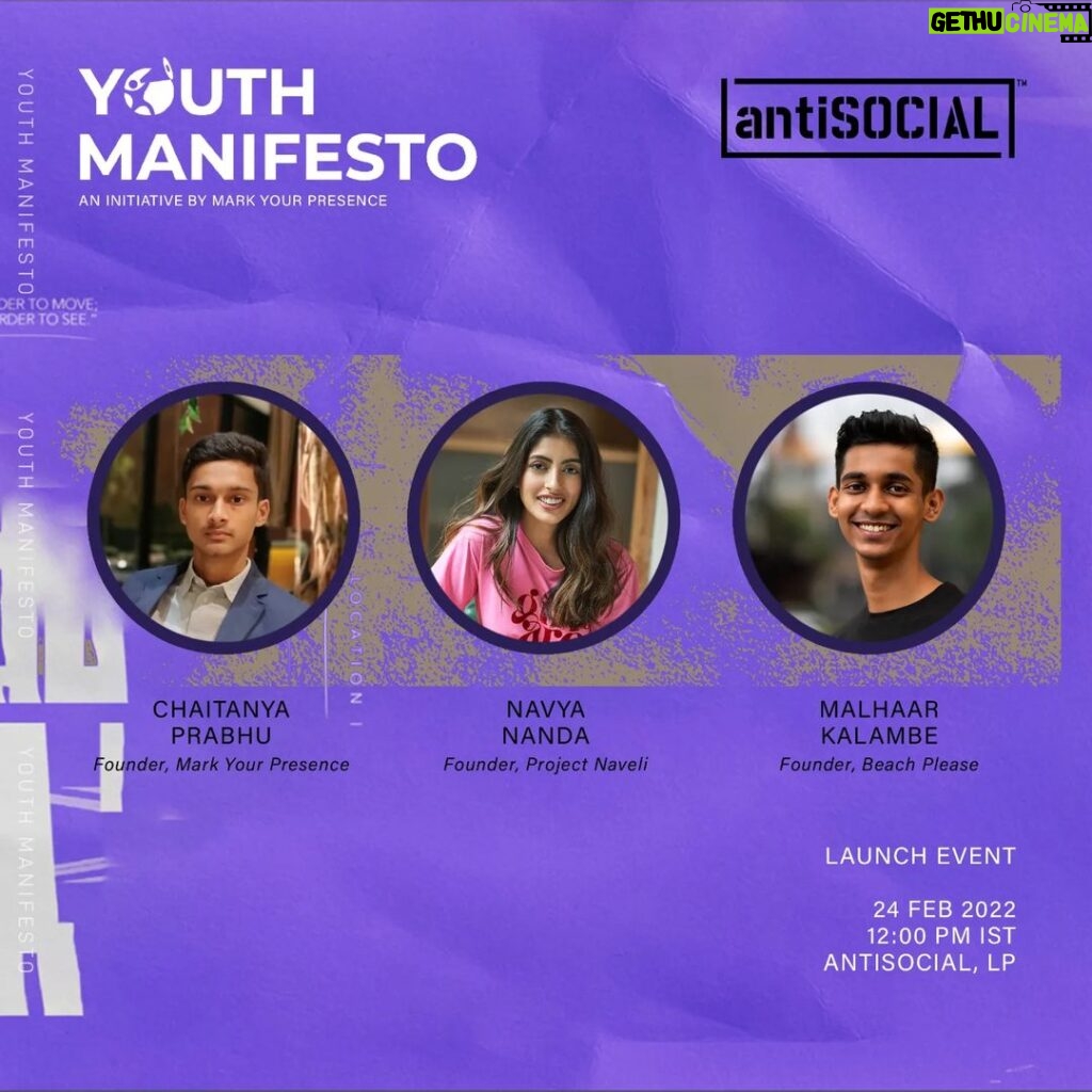 Navya Naveli Nanda Instagram - It’s election season again and we are launching the Youth manifesto, a city wide political movement driven by young people to draft the first ever people's youth manifesto for the city of Mumbai. The forum shall primarily dive into the issues and demands of young people in regards to Health, Environment and City Administrative and Infrastructure. The aim is to bridge the gap between the youth and their representatives with the help of a declaration of demands. This manifesto will represent what the people want. We want our voices and perspectives to be heard, and we hope to inspire you to contribute to this manifesto and join us as next-generation changemakers. . Come join us between 11- 2 pm at Antisocial on 24th Feb this Thursday to discuss the importance and need of a Youth Manifesto in collaboration with Rotaract club 3141. .@navyananda @kalambemalhar @markyourpresence_org .@rotaract31411 . . .#youthmanifesto #younggeneration #changingsocietyforbetter #changemaker #heath #environment #city #bmcelections #votingpolls #votereducation #youthinpolitics #markyourpresence #changemaker antiSOCIAL