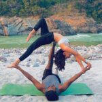 Nidhi Bhanushali Instagram - Defying gravity and finding balance – all in a day's play with @yogandmtb ✨🌈 #AcroYoga #UpsideDownAdventures