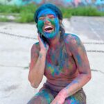 Nidhi Bhanushali Instagram - So grateful for this day to have repeatedly, with out fail, every year filled my life with joy and colours (literally). Happy Holi 🌈 Taking this opportunity to share this cute video @surfingindia & @shreyas__pawar made from last year’s holi. P.s. - Incredibly missing my family and friends back at home. This occasion will always be slightly incomplete without them by my side.