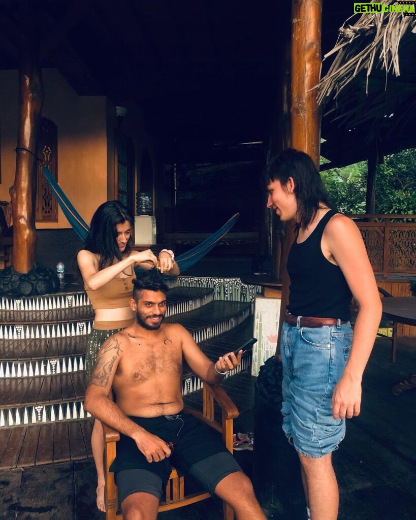 Nidhi Bhanushali Instagram - August Dump #causeisuckatpostingregularly 1. Trying to get under some shade on the side of the road on a sunny day in Bali. 2. Working with bamboo to make a small lounger for Shankari’s birthday. 3. At midnight. Shankari’s 71st birthday yayyyy! Homemade yum yumm cake yayyyy! 4. Our super talented Italian boys and Danny jamming in the yard. 5. Cold and breezy sunrise in the rice fields. 6. Just a ‘I am trying to get used to my hair ‘ selfie. 7. @ryora.lights got a make shift haircut by our new friends and it surprisingly turned out to be very good. 8. Kitchen floor mosaic in the making. 9. Crochet bucket hat. Yeah. I. Am. Obsessed. 10. Last supper in Bali.