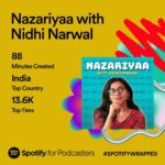 Nidhi Narwal Instagram - When I first started my podcast, I never imagined it would consistently rank on Spotify's Top Podcasts Chart for 38 weeks straight! Streaming in 55 countries was beyond my expectations. And to be listed as the 3rd 'Best New Podcast of 2023' in #spotifywrapped? That's just incredible! I never thought it would be loved so much by so many! :’) So grateful to everyone who tuned in and showered love on #Nazariyaa ❤️ Bohot pyaar! Bohot mohabbat! Doosra season chahiye? 🙇🏻‍♀️ #nazariyaawithnidhinarwal