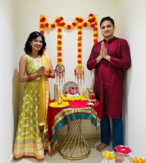 Niharika Dash Instagram - Our first Diwali together ❤️ @ssarangi2 

May the festival of lights dispel the darkness of ignorance and spread the light of knowledge and wisdom. Happy Diwali 🙏

#HappDeepavali2023 ❤️