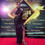 Nisha Guragain Instagram - Winning an award is always a proud moment 🫶🏻 #nishaguragainfam #awardwinning Outfit- @the_adhya_designer @timesapplaud @iamsaurabhbavaliya @ezilonmediapr