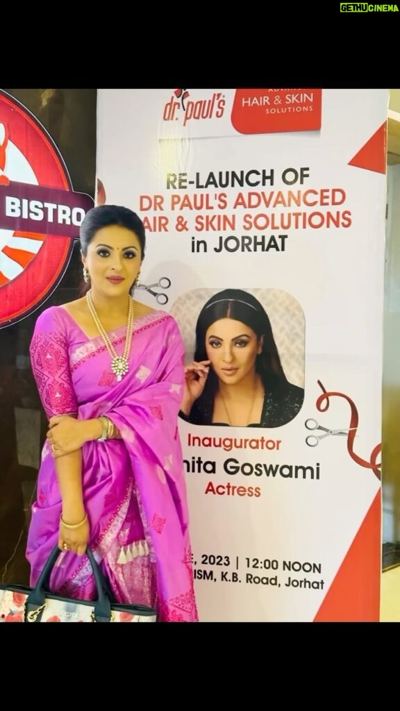 Nishita Goswami Instagram - Re launch of Dr Paul’s Hair and Skin Solutions in Jorhat ( Thana Road ) Expertise in all kinds of hair problem and skin problem . Happy and honoured to be a part of this beautiful event . Special thanks to Dr Saumen Bharatia . My best wishes to the entire Family of Dr Paul Thanks @jonaliboruahmakeupartist for being a sweetheart always Bag by @exotic_collections Mekhela Sador @royal_threads_d_muga_hub #haifall #skinproblems #solution #drpaul