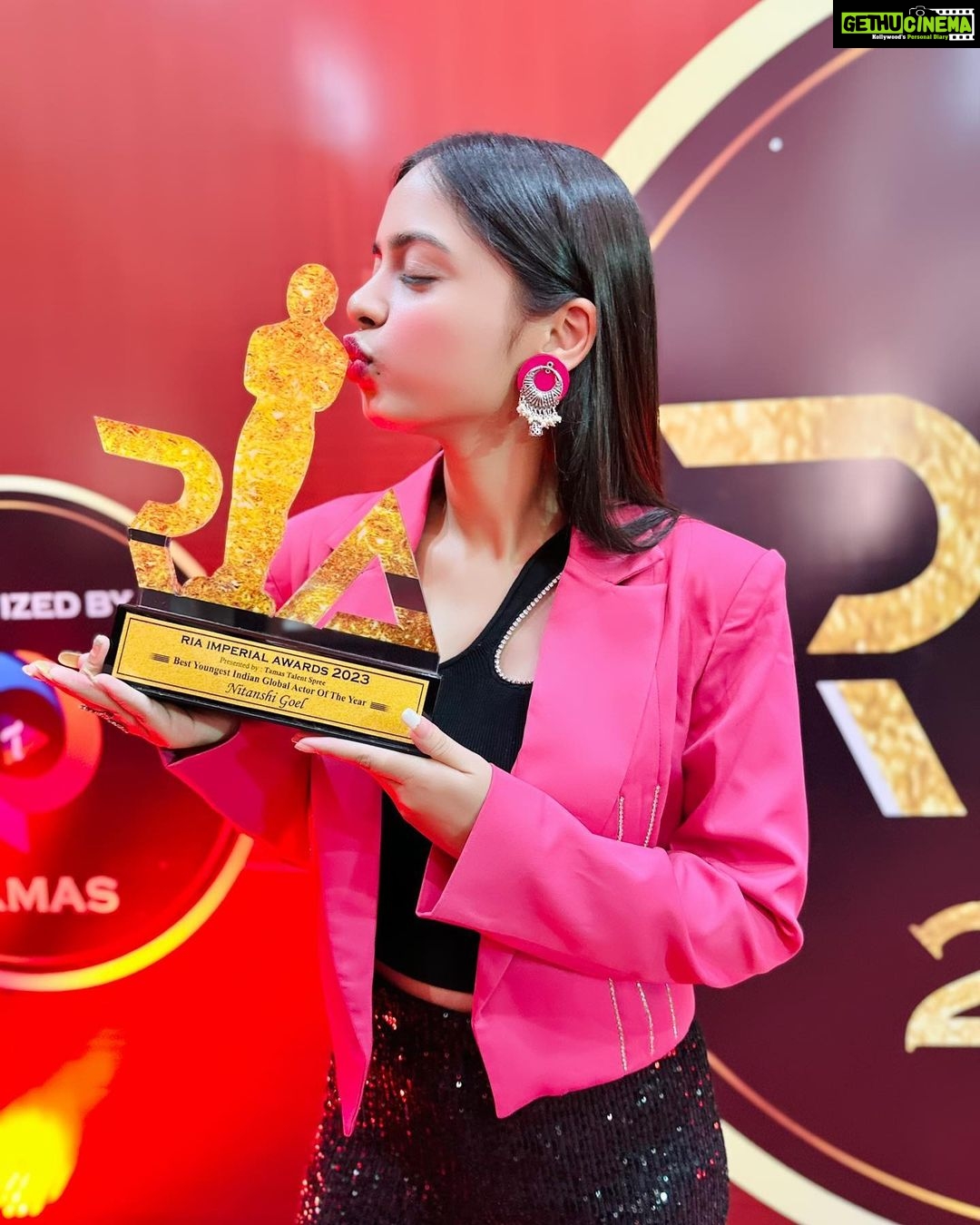 Nitanshi Goel Instagram - ‘Best Youngest Indian Global Actor Of The Year’ ⭐️💕 Such a generous honor, Thankyou #RealImperialAwards✨ To all my Nitanshians- like it is for every accolade, this is first yours, and then mine♥️ Hope to keep surprising you all🤞🏻 #NitanshiGoel #nitanshians #nitz #NG #YoungestGlobalActor #YoungestGlobalActorOfTheYear #Awards #RealImperialAwards2023 #ria2023 #realimperialawards #tia2023 #tamasiconicawards #terejaisa Green Village Resort Malad