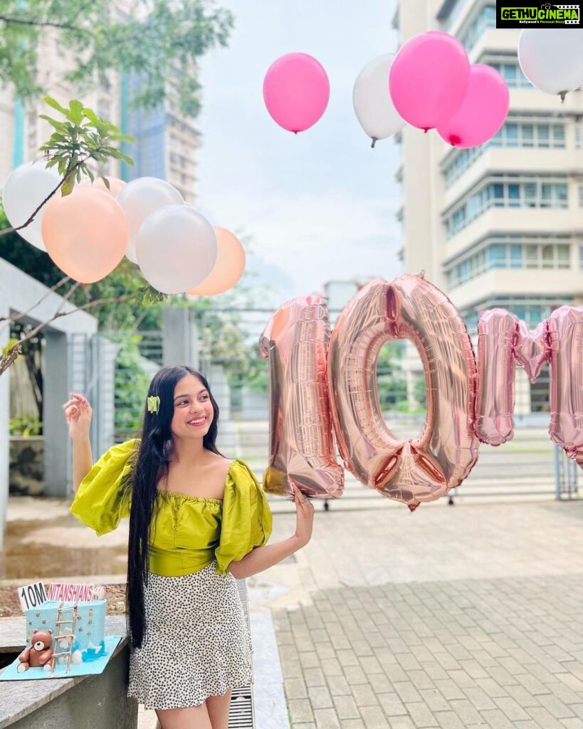 Nitanshi Goel Instagram - 10 Million Insta Fam🥺♥️🎉 Thanks for making this happen my Nitanshians🫶🏻 Each one of you have played such an important role in this journey of mine! You all taught me to have a belief in myself and my abilities🙏🏻 A BIG VIRTUAL HUG to each one of you!🫶🏻 Aapki Nitz♥️ . Wearing @beperkt_official Quick Balloon Decor @all_grand_events Cake @tf.cakes . #10million #10mhearts #10m #Nitanshians #blessed #nitanshigoel Aapke Dil mein