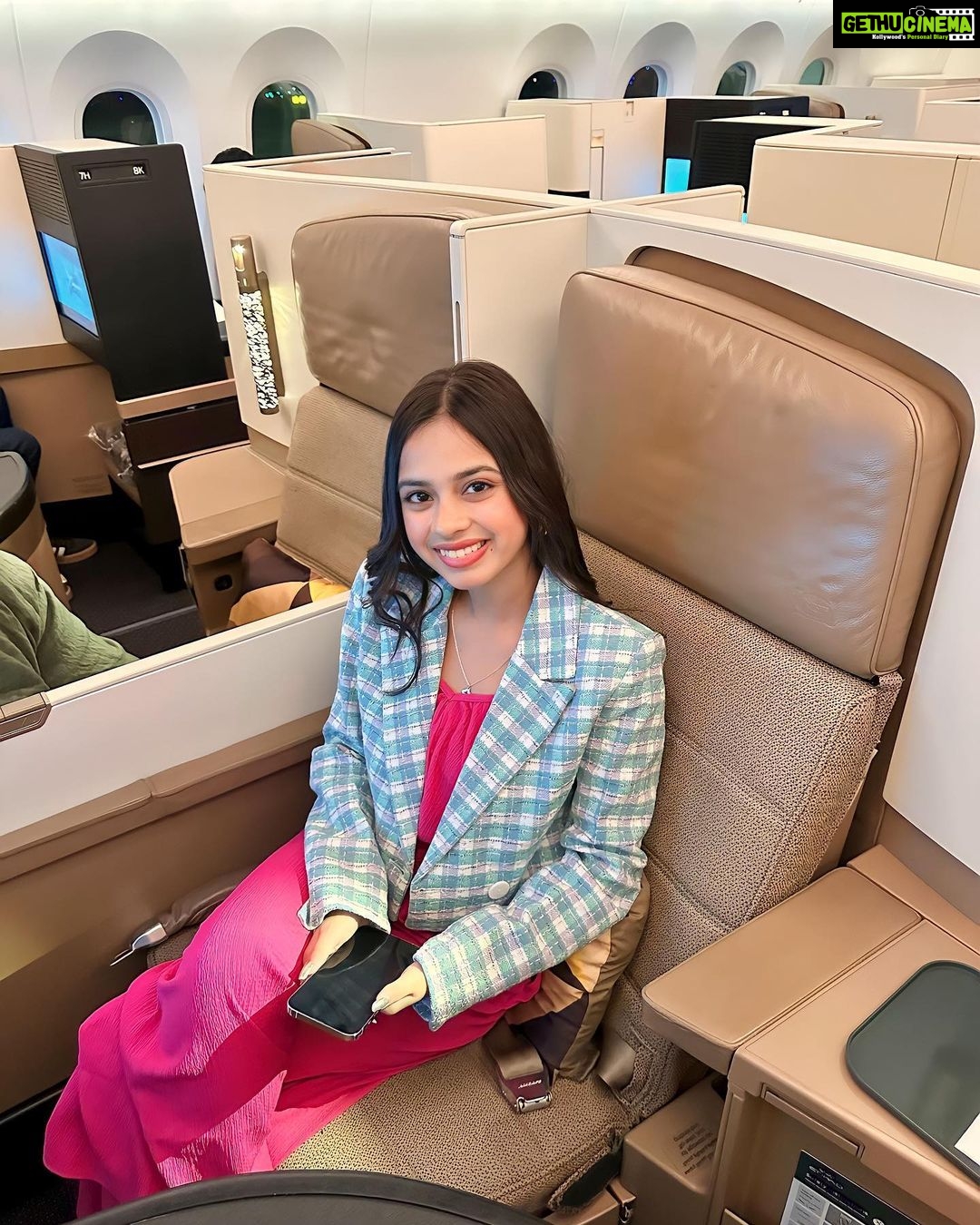 Nitanshi Goel Instagram - "Celebrating my parents' first-ever business class flight with a grateful heart!♥️✨ Last time, I felt a bit sad to see my parents in the economy class while I was in luxury! But that only fueled my desire to work harder and make their dreams come true. They have always worked hard to fulfill mine, and now it's my turn to do the same for them! Here's to many more comfortable journeys together ✈️ Love you @nitingoeljii daddy😘 @rashigoelofficial mumma😘 Also Spot one of my fav actor in 5th pic♥️ #IIFAONYAS #iifa2023 #iifa #iifrocks #FamilyLove #BusinessClassDreams #nitingoel #rashigoel #nitanshigoel Etihad Airways Business Class