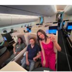 Nitanshi Goel Instagram - "Celebrating my parents' first-ever business class flight with a grateful heart!♥️✨ Last time, I felt a bit sad to see my parents in the economy class while I was in luxury! But that only fueled my desire to work harder and make their dreams come true. They have always worked hard to fulfill mine, and now it's my turn to do the same for them! Here's to many more comfortable journeys together ✈️ Love you @nitingoeljii daddy😘 @rashigoelofficial mumma😘 Also Spot one of my fav actor in 5th pic♥️ #IIFAONYAS #iifa2023 #iifa #iifrocks #FamilyLove #BusinessClassDreams #nitingoel #rashigoel #nitanshigoel Etihad Airways Business Class