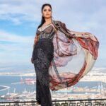 Nushrratt Bharuccha Instagram - Sky is the Limit.. just got to keep looking up! Outfit : @aseemkapoor_official Jewels : @minerali_store @goldenwindow @ishhaara Shoes : @casadeiofficial Styled by : @samidha.wangnoo Style team : @gaurii77 @mayzaideh_khalid Glam team : @yaronmess 📸 : @ronenfadida