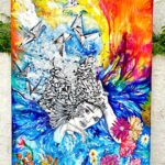 Onima Kashyap Instagram - Title - A flight to my dreams Size - 36 x 48” Breaking through the layers of sculpted shape.. becoming liberal and free..my dreams..transforming into a beautiful form as they fly.. 🕊 Available now @paintedrhythm_artgallery