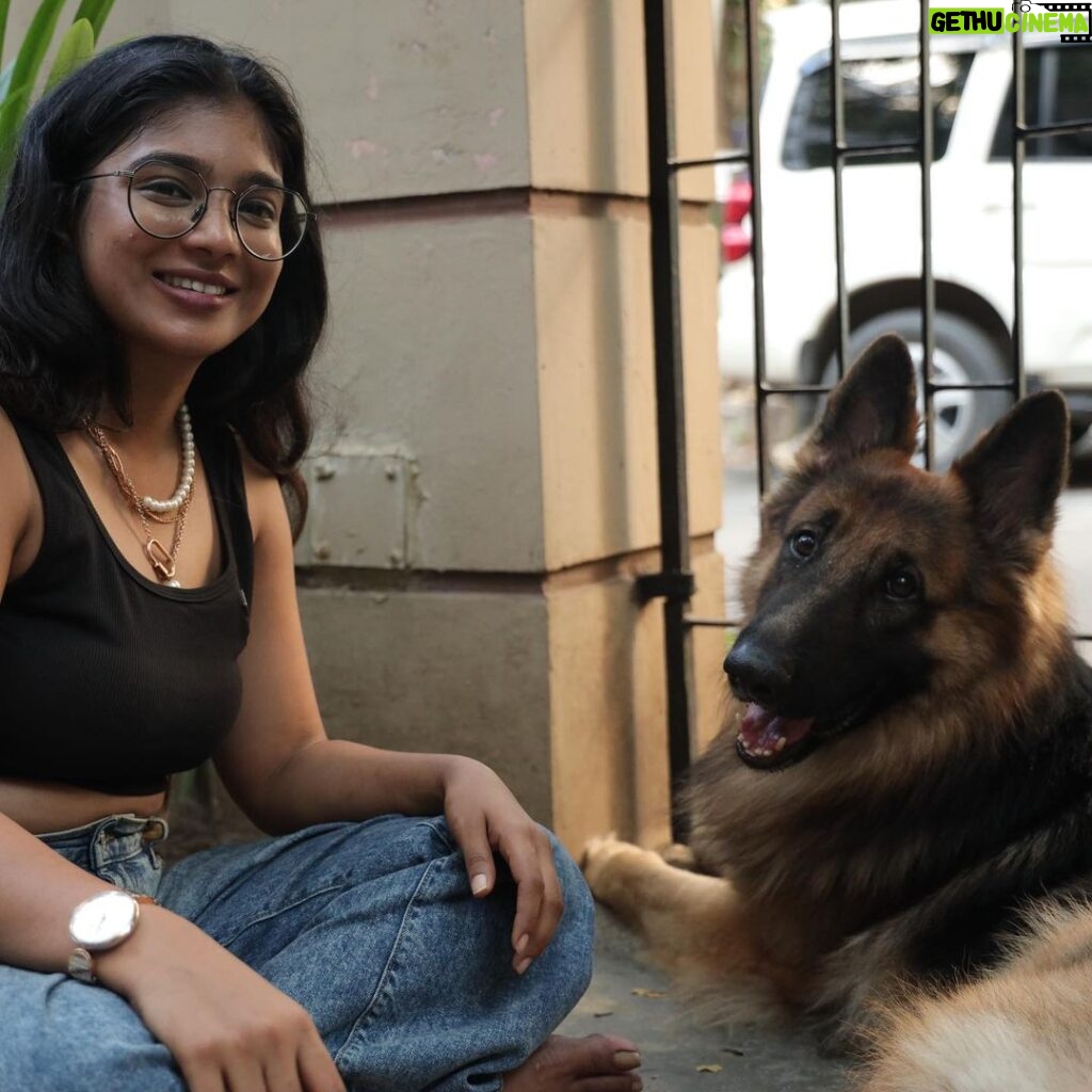 Parvathy Saran Instagram - R A W K Y ❤️ Tough & also soft ✨ . P.S : I still remember the day when my friend Sanjay ( who is the master of Rawky ) brought him home as a tiny little boy…now our Rawky is so muscular & large 🧿 Time flies when you are around pets and the most loyal #germanshepherd Chennai, India