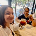 Pooja Bhatt Instagram - Celebrating 25 yrs of #Dushman with the powerhouse @tanuja__chandra I do hope with my entire being that life gives us the privilege of being back on set together. Not only with me producing your film but also someday with you directing me. Gracias @earthcafeindia for being so welcoming and sending over that delicious gluten free cake! ♥️ #womenincinema #dushman #tanujachandra #writer #director #womanaftermyownheart